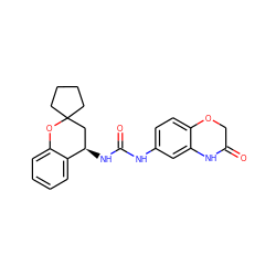 O=C1COc2ccc(NC(=O)N[C@@H]3CC4(CCCC4)Oc4ccccc43)cc2N1 ZINC000144299051