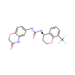 O=C1COc2ccc(NC(=O)N[C@@H]3CCOc4c3cccc4C(F)(F)F)cc2N1 ZINC000143600387