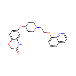 O=C1COc2ccc(OC3CCN(CCOc4cccc5cccnc45)CC3)cc2N1 ZINC000028136167