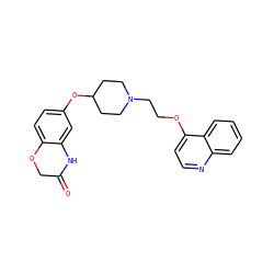 O=C1COc2ccc(OC3CCN(CCOc4ccnc5ccccc45)CC3)cc2N1 ZINC000028345754