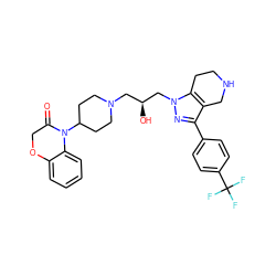 O=C1COc2ccccc2N1C1CCN(C[C@H](O)Cn2nc(-c3ccc(C(F)(F)F)cc3)c3c2CCNC3)CC1 ZINC000034804873