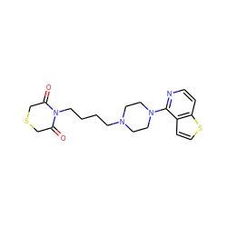 O=C1CSCC(=O)N1CCCCN1CCN(c2nccc3sccc23)CC1 ZINC000034186874