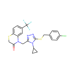 O=C1CSc2ccc(C(F)(F)F)cc2N1Cc1nnc(SCc2ccc(Cl)cc2)n1C1CC1 ZINC000071296868