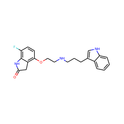 O=C1Cc2c(OCCNCCCc3c[nH]c4ccccc34)ccc(F)c2N1 ZINC000026154052