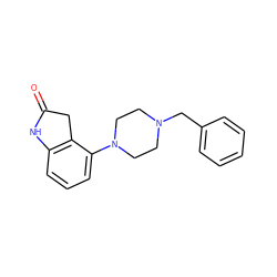 O=C1Cc2c(cccc2N2CCN(Cc3ccccc3)CC2)N1 ZINC000095610680