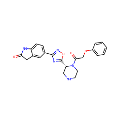 O=C1Cc2cc(-c3noc([C@H]4CNCCN4C(=O)COc4ccccc4)n3)ccc2N1 ZINC000145126348