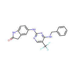 O=C1Cc2cc(Nc3ncc(C(F)(F)F)c(NCc4ccccc4)n3)ccc2N1 ZINC000040395224