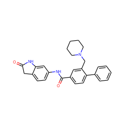 O=C1Cc2ccc(NC(=O)c3ccc(-c4ccccc4)c(CN4CCCCC4)c3)cc2N1 ZINC000201762656