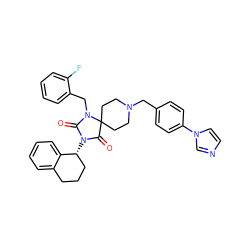 O=C1N([C@@H]2CCCc3ccccc32)C(=O)C2(CCN(Cc3ccc(-n4ccnc4)cc3)CC2)N1Cc1ccccc1F ZINC000028704483