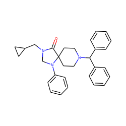 O=C1N(CC2CC2)CN(c2ccccc2)C12CCN(C(c1ccccc1)c1ccccc1)CC2 ZINC000040408033