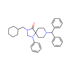 O=C1N(CC2CCCCC2)CN(c2ccccc2)C12CCN(C(c1ccccc1)c1ccccc1)CC2 ZINC000040899896