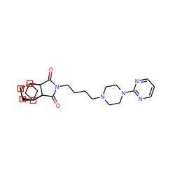 O=C1N(CCCCN2CCN(c3ncccn3)CC2)C(=O)C23[C@H]4CC[C@@H](C4)C12[C@H]1CC[C@H]3C1 ZINC000253975559