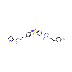 O=C1N(CCCc2ccc(Cl)cc2)CCN1c1ccc(S(=O)(=O)Nc2ccc(CCNC[C@H](O)c3cccnc3)cc2)cc1 ZINC000027856034