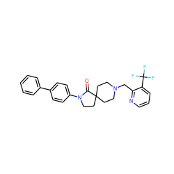 O=C1N(c2ccc(-c3ccccc3)cc2)CCC12CCN(Cc1ncccc1C(F)(F)F)CC2 ZINC000096286146