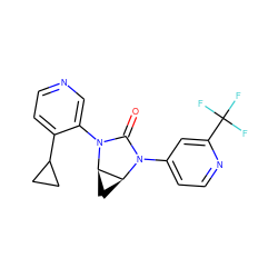 O=C1N(c2ccnc(C(F)(F)F)c2)[C@H]2C[C@H]2N1c1cnccc1C1CC1 ZINC000143056060