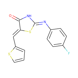 O=C1N/C(=N/c2ccc(F)cc2)S/C1=C\c1cccs1 ZINC000001251319