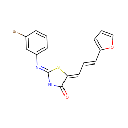 O=C1N/C(=N/c2cccc(Br)c2)S/C1=C\C=C\c1ccco1 ZINC000005553135