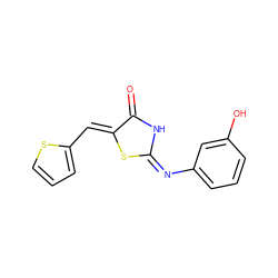 O=C1N/C(=N\c2cccc(O)c2)S/C1=C\c1cccs1 ZINC000016994086