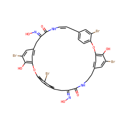 O=C1N/C=C/c2ccc(c(Br)c2)Oc2cc(cc(Br)c2O)CCNC(=O)/C(=N/O)Cc2ccc(c(Br)c2)Oc2cc(cc(Br)c2O)C/C1=N\O ZINC000150345650