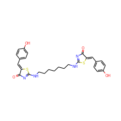 O=C1N=C(NCCCCCCCNC2=NC(=O)/C(=C/c3ccc(O)cc3)S2)S/C1=C\c1ccc(O)cc1 ZINC000095562743