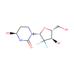 O=C1N[C@@H](O)CCN1[C@@H]1O[C@H](CO)[C@@H](O)C1(F)F ZINC000043205137