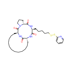 O=C1N[C@@H]2CCCCCCCCCCCC[C@H](NC2=O)C(=O)N2CCC[C@@H]2C(=O)N[C@H]1CCCCCSSc1ccccn1 ZINC000100073552