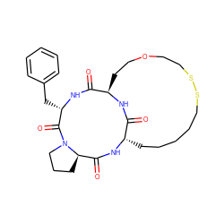 O=C1N[C@@H]2CCOCCSSCCCCC[C@@H]1NC(=O)[C@H]1CCCN1C(=O)[C@H](Cc1ccccc1)NC2=O ZINC000101550841