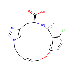 O=C1N[C@H](C(=O)O)Cc2cn(cn2)CC/C=C/COc2ccc(Cl)c1c2 ZINC000103260963