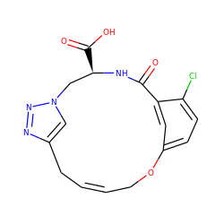 O=C1N[C@H](C(=O)O)Cn2cc(nn2)C/C=C/COc2ccc(Cl)c1c2 ZINC000103260921