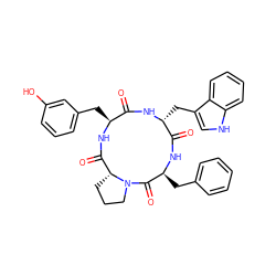 O=C1N[C@H](Cc2c[nH]c3ccccc23)C(=O)N[C@@H](Cc2ccccc2)C(=O)N2CCC[C@@H]2C(=O)N[C@H]1Cc1cccc(O)c1 ZINC000042851244