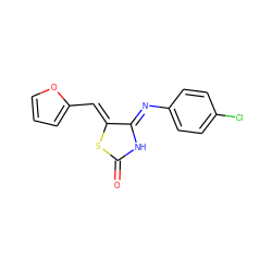 O=C1NC(=N\c2ccc(Cl)cc2)/C(=C/c2ccco2)S1 ZINC000002708715