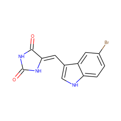 O=C1NC(=O)/C(=C/c2c[nH]c3ccc(Br)cc23)N1 ZINC000013125486