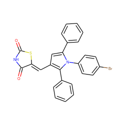 O=C1NC(=O)/C(=C/c2cc(-c3ccccc3)n(-c3ccc(Br)cc3)c2-c2ccccc2)S1 ZINC001772602758