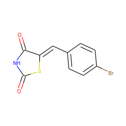 O=C1NC(=O)/C(=C/c2ccc(Br)cc2)S1 ZINC000012577045