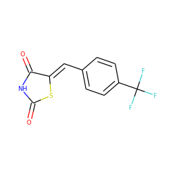 O=C1NC(=O)/C(=C/c2ccc(C(F)(F)F)cc2)S1 ZINC000012576721