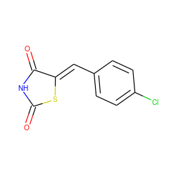 O=C1NC(=O)/C(=C/c2ccc(Cl)cc2)S1 ZINC000009087136