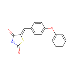 O=C1NC(=O)/C(=C/c2ccc(Oc3ccccc3)cc2)S1 ZINC000013836500