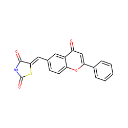 O=C1NC(=O)/C(=C/c2ccc3oc(-c4ccccc4)cc(=O)c3c2)S1 ZINC000040952933