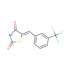 O=C1NC(=O)/C(=C/c2cccc(C(F)(F)F)c2)S1 ZINC000012576047