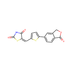 O=C1NC(=O)/C(=C\c2ccc(-c3ccc4c(c3)COC4=O)s2)S1 ZINC000073222400