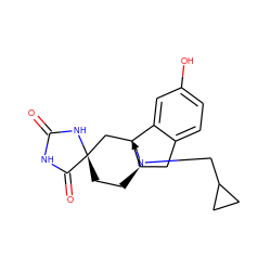 O=C1NC(=O)[C@]2(CC[C@@]34Cc5ccc(O)cc5[C@@]3(CCN(CC3CC3)C4)C2)N1 ZINC001772601673