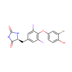 O=C1NC(=O)[C@H](Cc2cc(I)c(Oc3ccc(O)c(Br)c3)c(I)c2)N1 ZINC000029124563