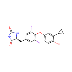 O=C1NC(=O)[C@H](Cc2cc(I)c(Oc3ccc(O)c(C4CC4)c3)c(I)c2)N1 ZINC000029123797