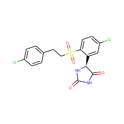 O=C1NC(=O)[C@H](c2cc(Cl)ccc2S(=O)(=O)CCc2ccc(Cl)cc2)N1 ZINC000028224540