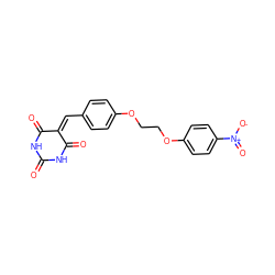 O=C1NC(=O)C(=Cc2ccc(OCCOc3ccc([N+](=O)[O-])cc3)cc2)C(=O)N1 ZINC000002992723