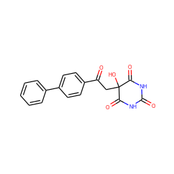 O=C1NC(=O)C(O)(CC(=O)c2ccc(-c3ccccc3)cc2)C(=O)N1 ZINC000095575398