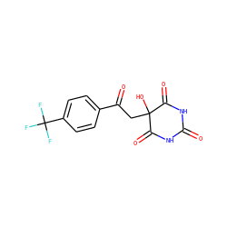 O=C1NC(=O)C(O)(CC(=O)c2ccc(C(F)(F)F)cc2)C(=O)N1 ZINC000095580537