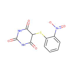 O=C1NC(=O)C(Sc2ccccc2[N+](=O)[O-])C(=O)N1 ZINC000003185919