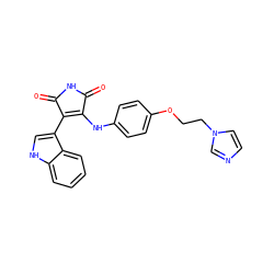 O=C1NC(=O)C(c2c[nH]c3ccccc23)=C1Nc1ccc(OCCn2ccnc2)cc1 ZINC000103271368