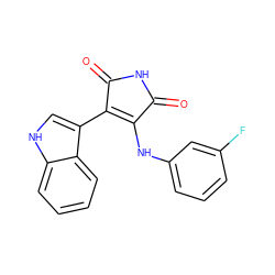 O=C1NC(=O)C(c2c[nH]c3ccccc23)=C1Nc1cccc(F)c1 ZINC000028391124